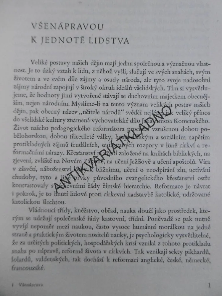 VŠENÁPRAVA, JAN AMOS KOMENSKÝ, **an
