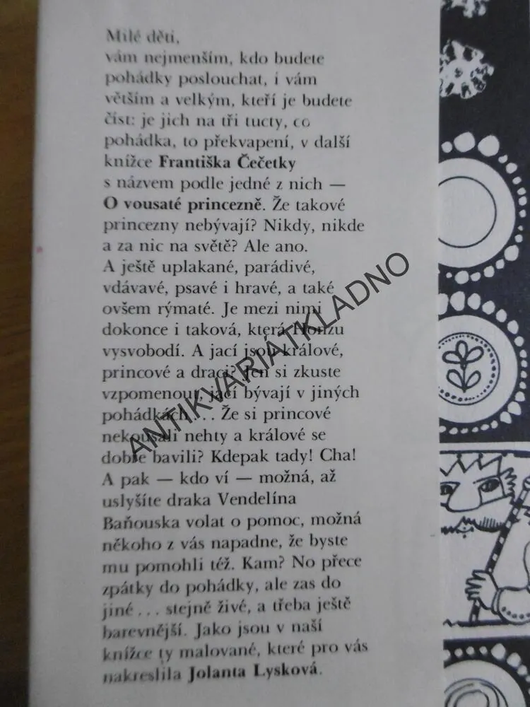 O VOUSATÉ PRINCEZNĚ A JINÉ POHÁDKY, FRANTIŠEK ČEČETKA, **an