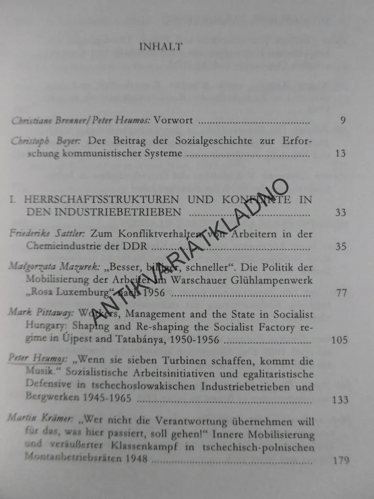SOZIALGESCHICHTLICHE KOMMUNISMUSFORSCHUNG, TSCHECHOSLOWAKEI, POLEN, UNGARN,DDR, 1945-1968, NĚMECKY, CH. BRENNER, **an
