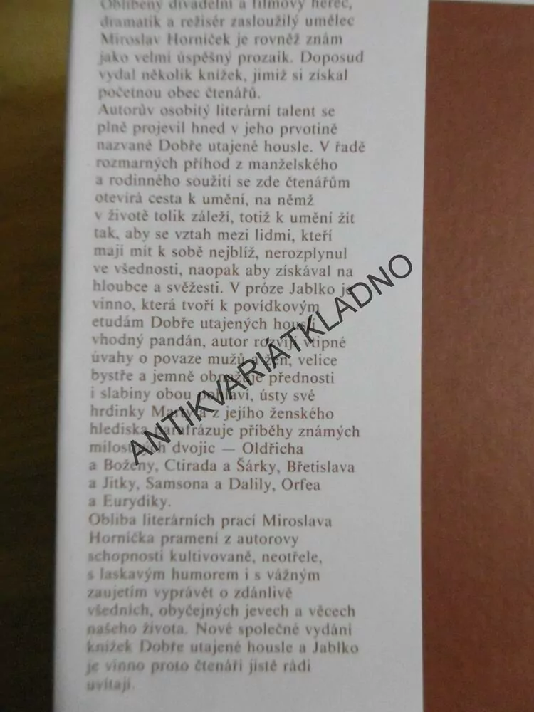 DOBŘE UTAJENÉ HOUSLE, JABLKO JE VINNO, MIROSLAV HORNÍČEK, **an