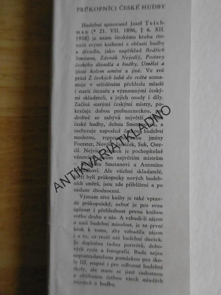 Z ČESKÝCH LUHŮ DO SVĚTA, PRŮKOPNÍCI ČESKÉ HUDBY, JOSEF TEICHMAN, **an