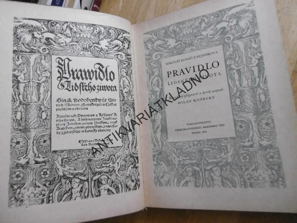 MIKULÁŠ KONÁČ Z HODIŠKOVA, PRAVIDLO LIDSKÉHO ŽIVOTA 1528, MILAN KOPECKÝ, **an