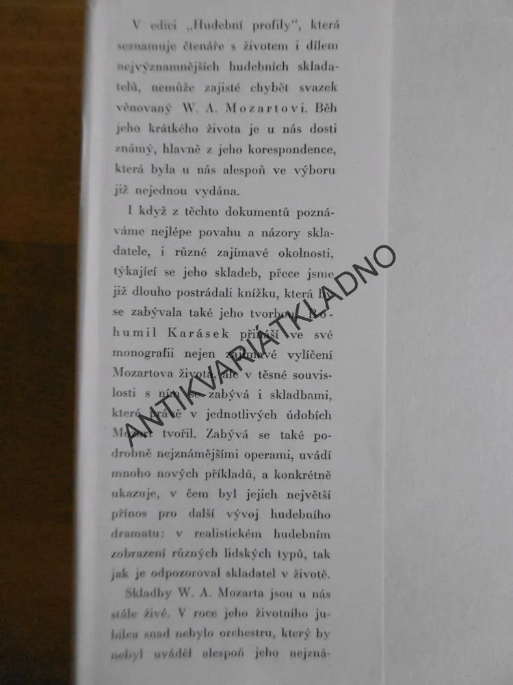 WOLFGANG AMADEUS MOZART, BOHUMIL KARÁSEK, **an