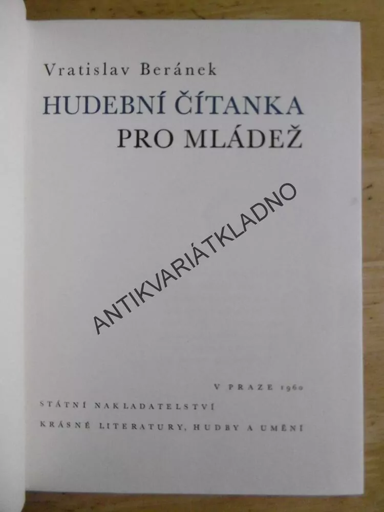 HUDEBNÍ ČÍTANKA PRO MLÁDEŽ, VRATISLAV BERÁNEK, **an