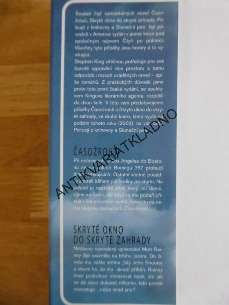 ČASOŽROUTI, SKRYTÉ OKNO DO SKRYTÉ ZAHRADY, STEPHEN KING, **an