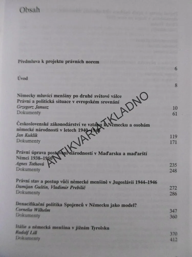 NĚMECKÉ MENŠINY V PRÁVNÍCH NORMÁCH, 1938 - 1948, JIŘÍ PEŠEK A KOLEKTIV, **an