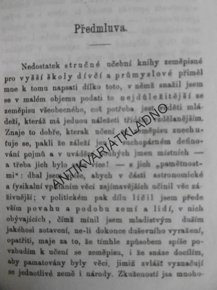 VŠEOBECNÝ ZEMĚPIS, PRO VYŠŠÍ ŠKOLY DÍVČÍ A PRŮMYSLOVÉ, 1869, N.R.KOVÁŘ