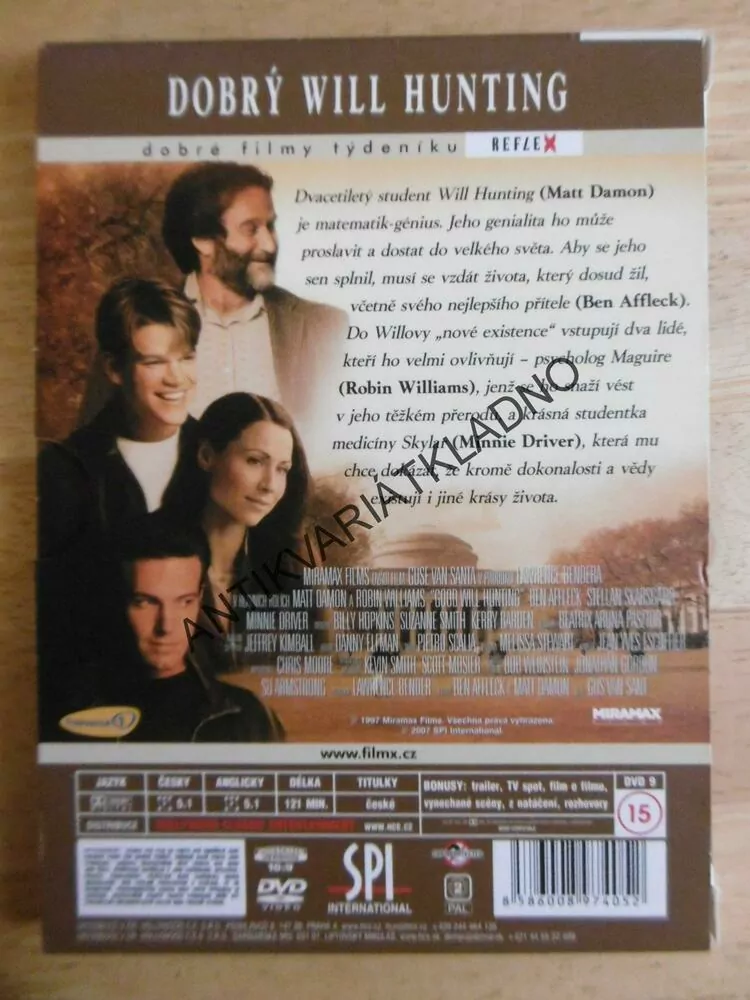 DOBRÝ WILL HUNTING, MATT DAMON, R. WILLIAMS, DVD FILM