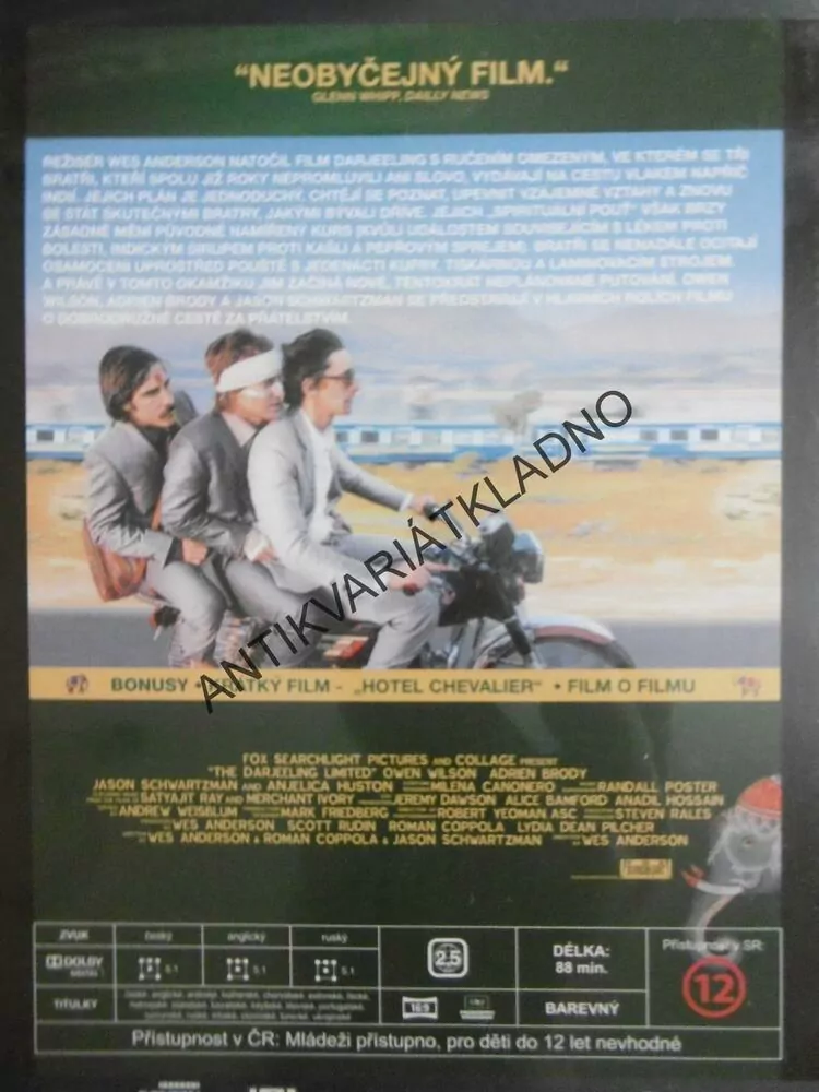 DARJEELING S RUČENÍM OMEZENÝM, DVD FILM