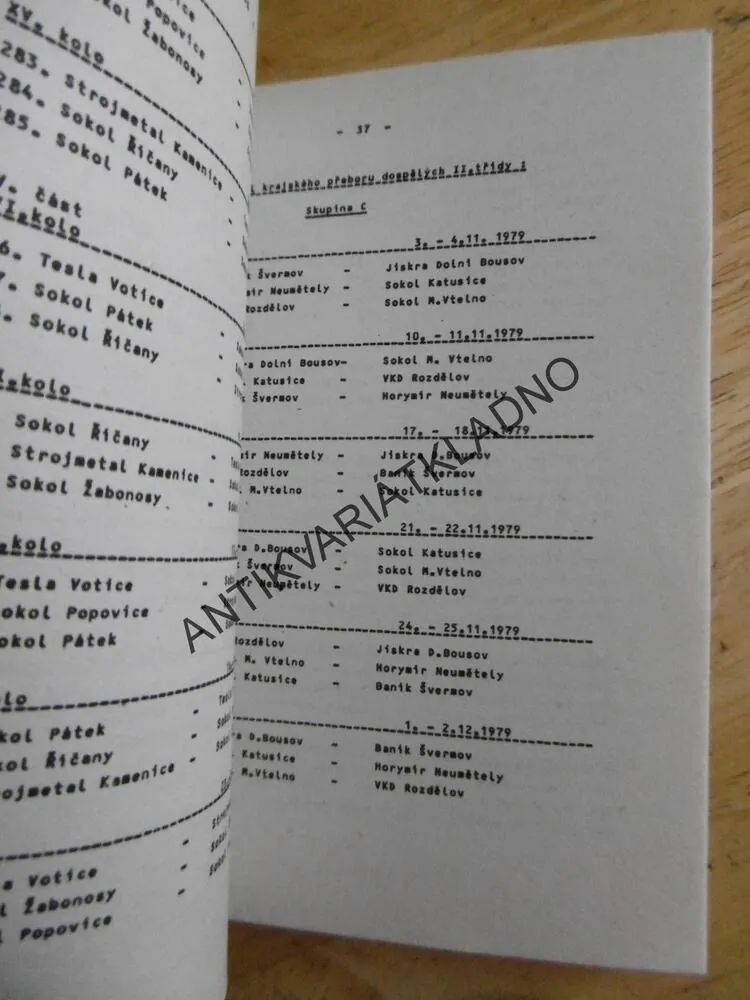 ROZPIS SOUTĚŽÍ SEZONA 1979-80, 1980-81, LEDNÍ HOKEJ, KV ČSTV