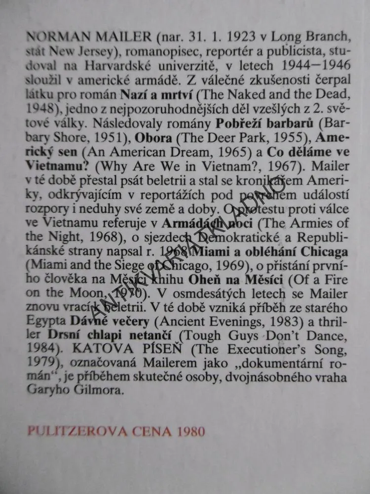 KATOVA PÍSEŇ, NORMAN MAILER, **an