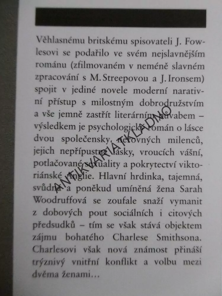 FRANCOUZOVA MILENKA, JOHN FOWLES, **an