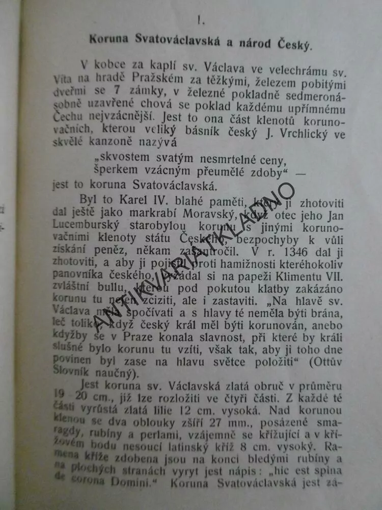 ČESKÉ DRAHOKAMY V KORUNĚ KRÁLOVNY NEBESKÉ, FR. KOHOUT, 1911, **an