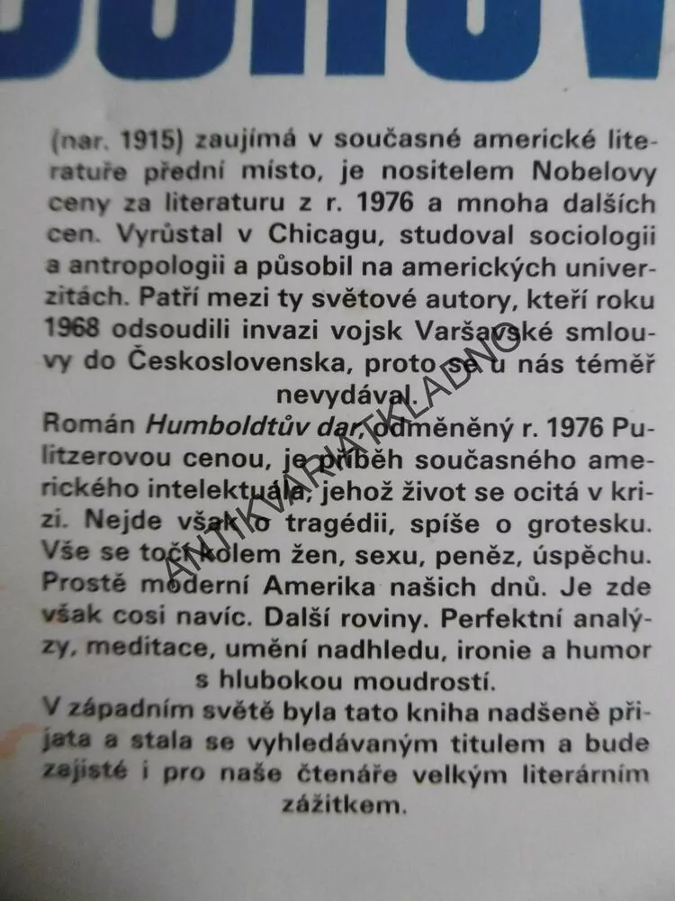 HUMBOLDTŮV DAR, SAUL BELLOW, **an