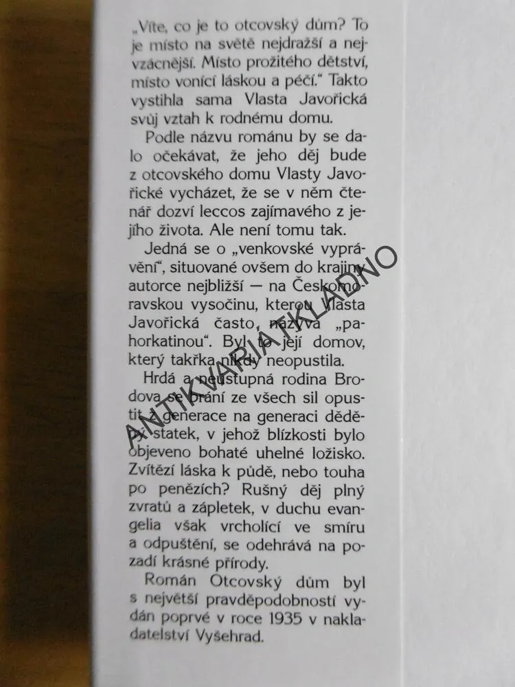 OTCOVSKÝ DŮM, VLASTA JAVOŘICKÁ