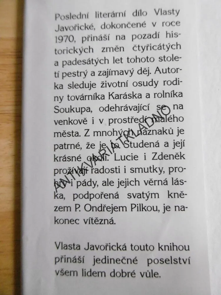 VÍTĚZNÁ LÁSKA, VLASTA JAVOŘICKÁ