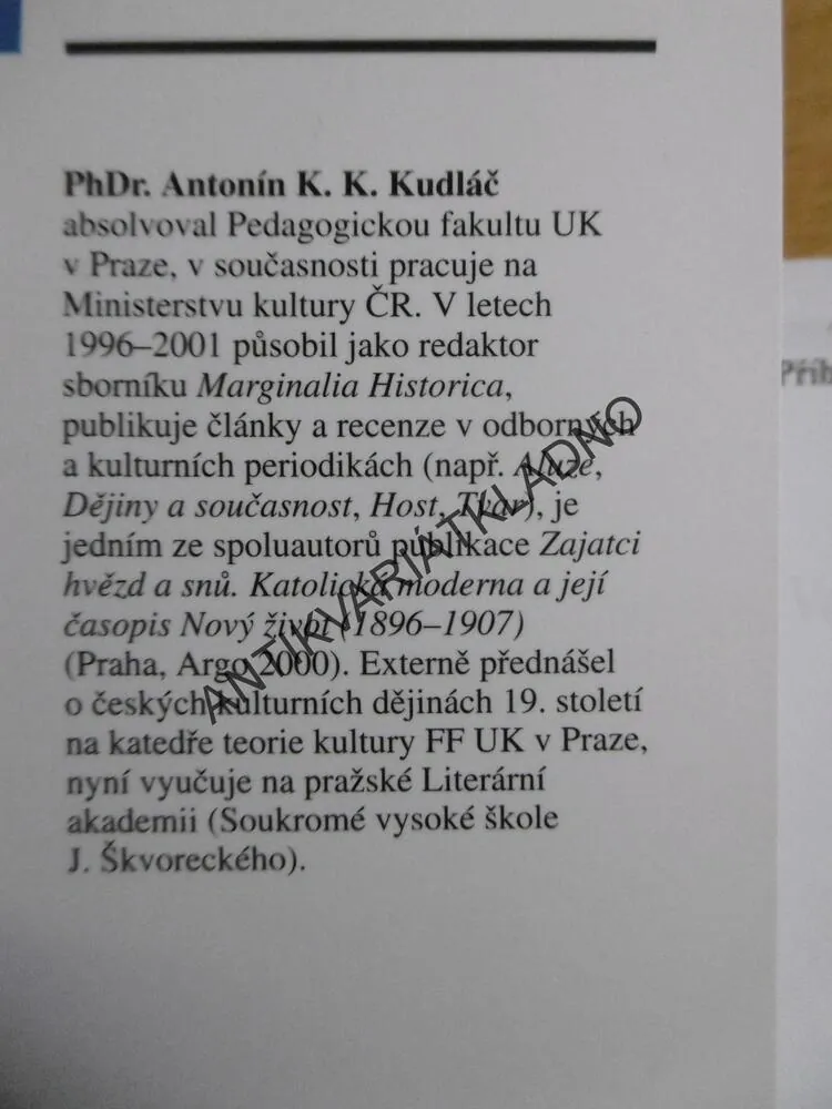PŘÍBĚH(Y), VOLNÉ MYŠLENKY, ANTONÍN K. K. KUDLÁČ, **an