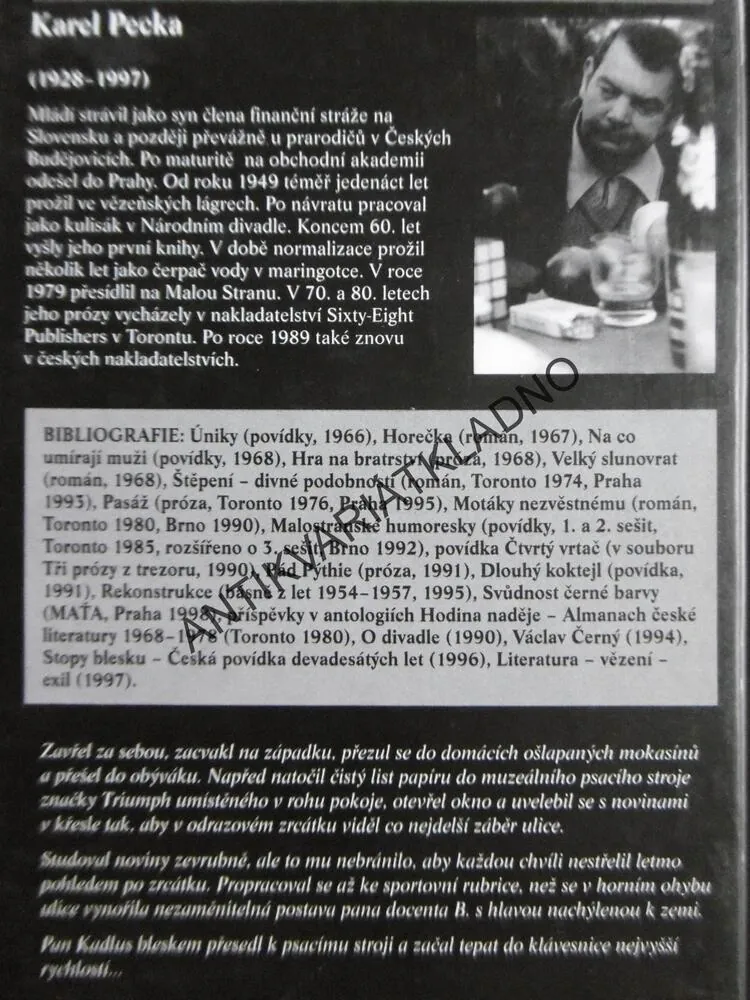 SVŮDNOST ČERNÉ BARVY, KAREL PECKA, **an