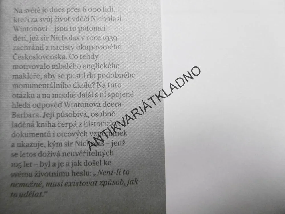 NENÍ-LI TO NEMOŽNÉ..., ŽIVOT SIRA NICHOLAS WINTON