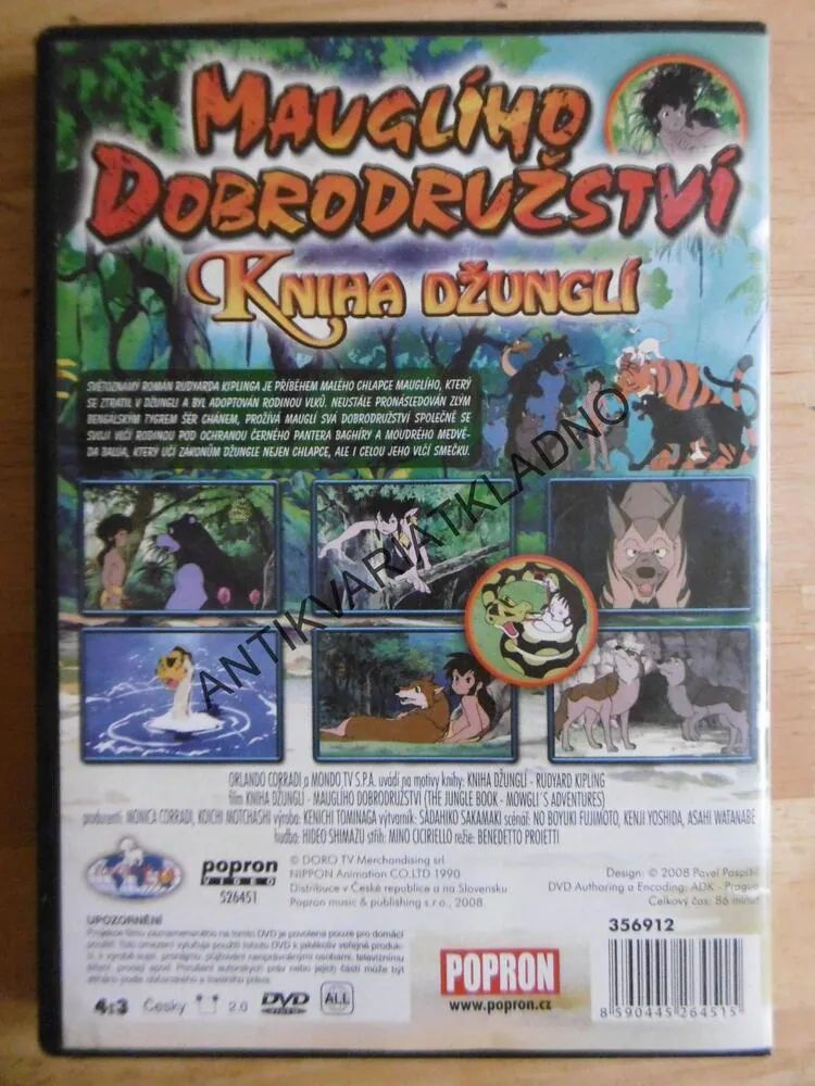 MAUGLÍHO DOBRODRUŽSTVÍ, KNIHA DŽUNGLÍ, DVD FILM POHÁDKA