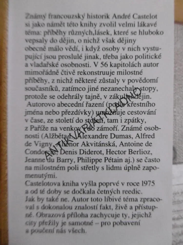 KRÁSNÉ A TRAGICKÉ LÁSKY V DĚJINÁCH, ANDRÉ CASTELOT, **an