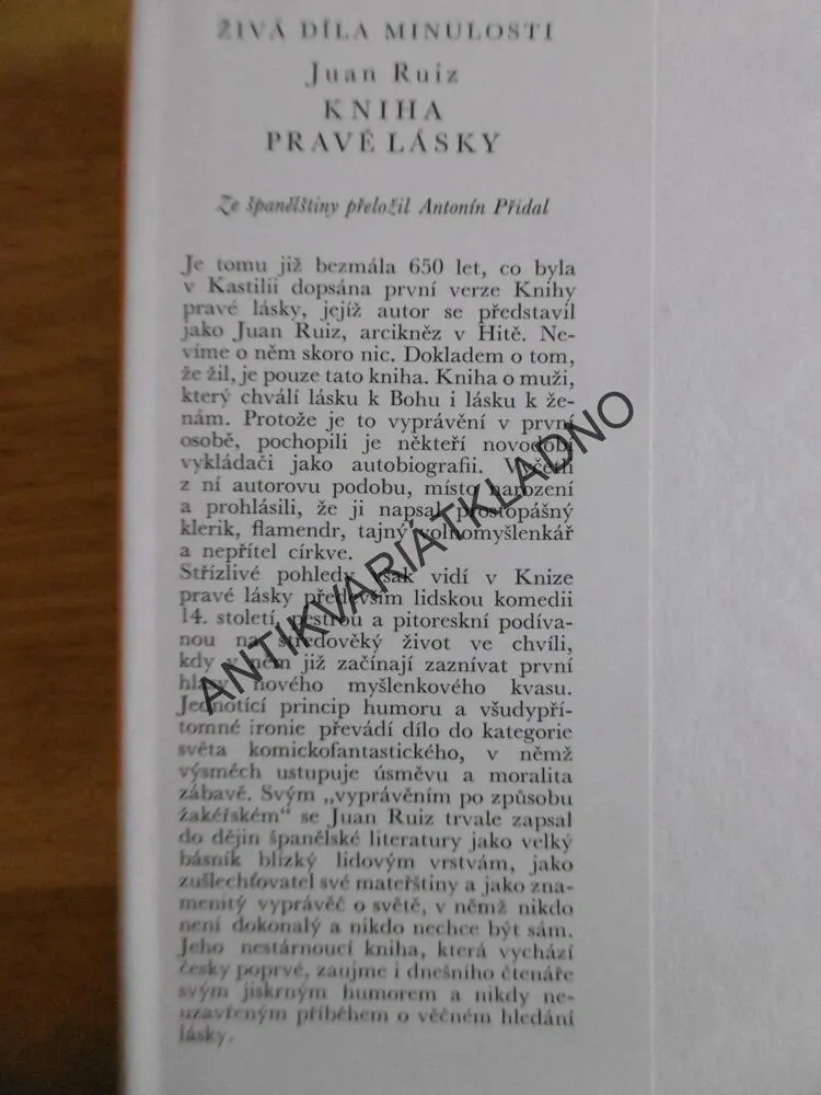 KNIHA PRAVÉ LÁSKY, JUAN RUIZ, **an