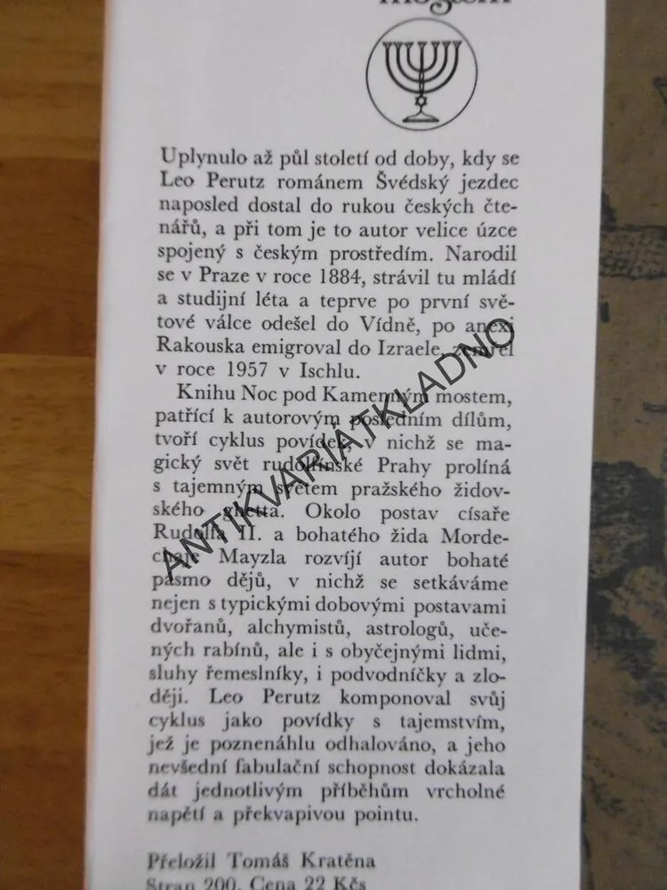 NOC POD KAMENNÝM MOSTEM, LEO PERUTZ, **an