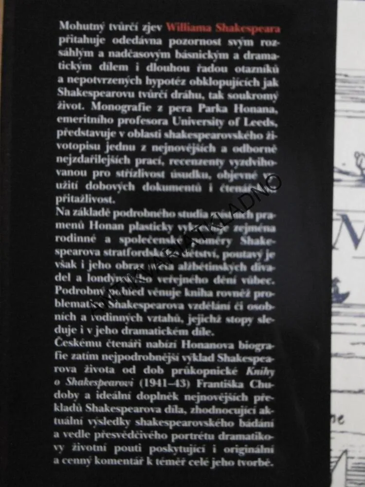 SHAKESPEARE - ŽIVOTOPIS, PARK HONAN, **an