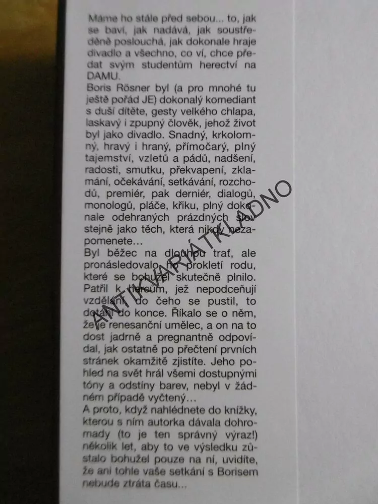 BORIS RÖSNER, ŽIVOT JAKO DIVADLO, MIROSLAVA BESSEROVÁ, **an