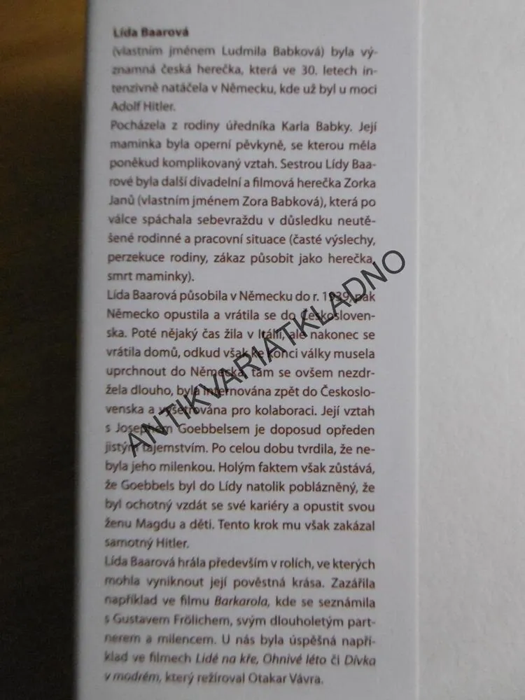 LÍDA BAAROVÁ: KRÁSA JE HŘÍCH, VLADIMÍR PŘIBSKÝ, **an