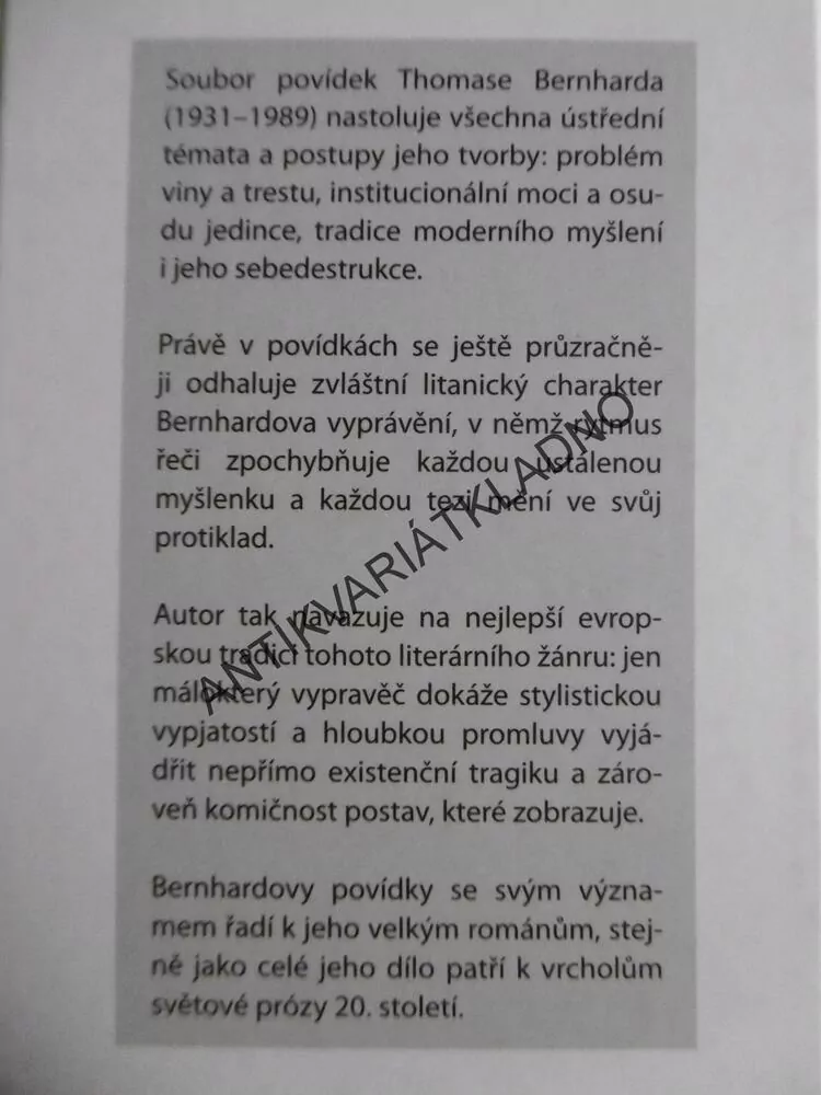 JE TO KOMEDIE? JE TO TRAGÉDIE?, THOMAS BERNHARD, **an