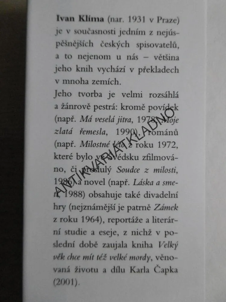 MILOSTNÉ ROZHOVORY, IVAN KLÍMA, **an