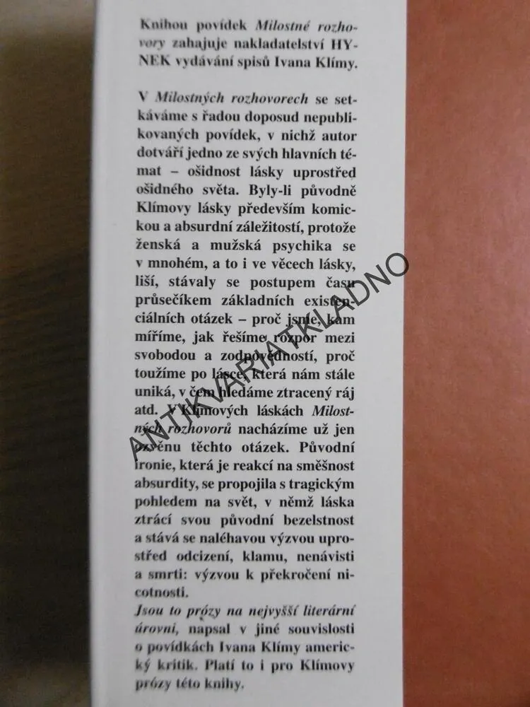 MILOSTNÉ ROZHOVORY, IVAN KLÍMA, **an