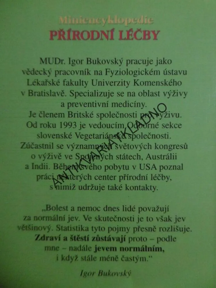 PŘÍRODNÍ LÉČBY, IGOR BUKOVSKÝ, **an