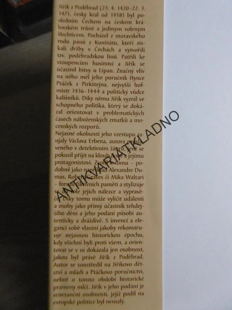 PAMĚTI ČESKÉHO KRÁLE JIŘÍKA Z PODĚBRAD, VÁCLAV ERBEN, **an