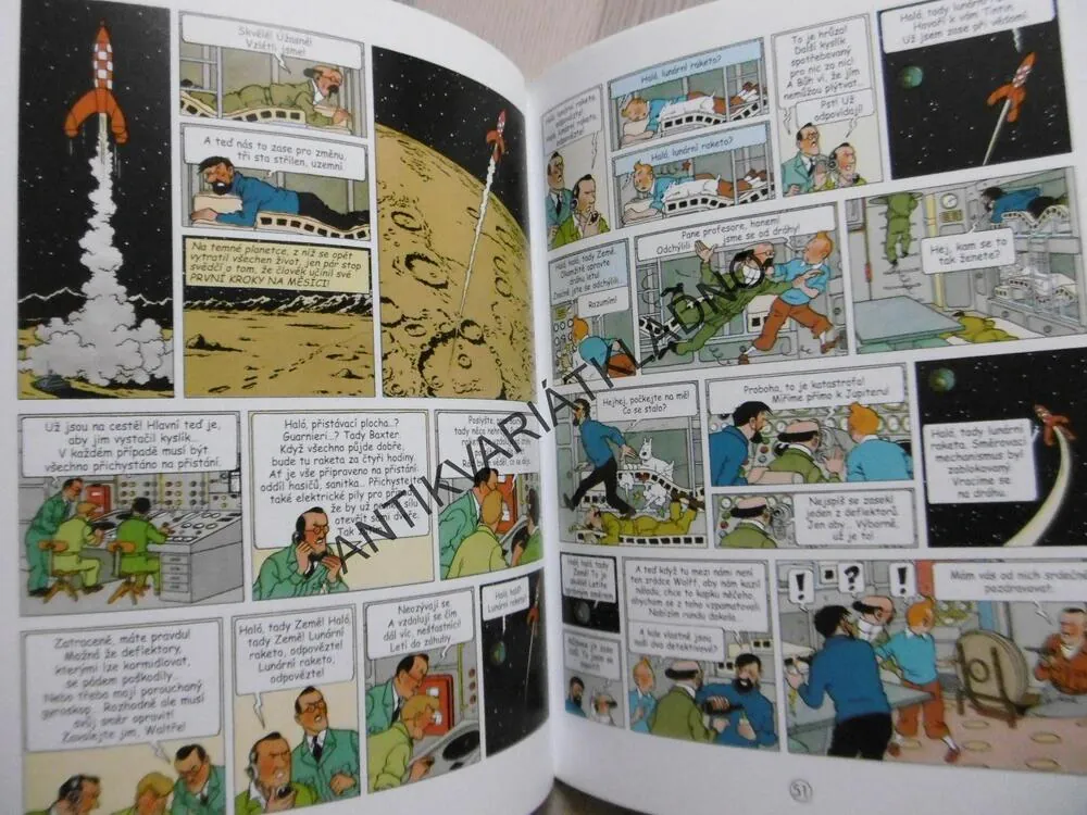 TINTINOVA DOBRODRUŽSTVÍ, PRVNÍ KROKY NA MĚSÍCI, HERGÉ, **an