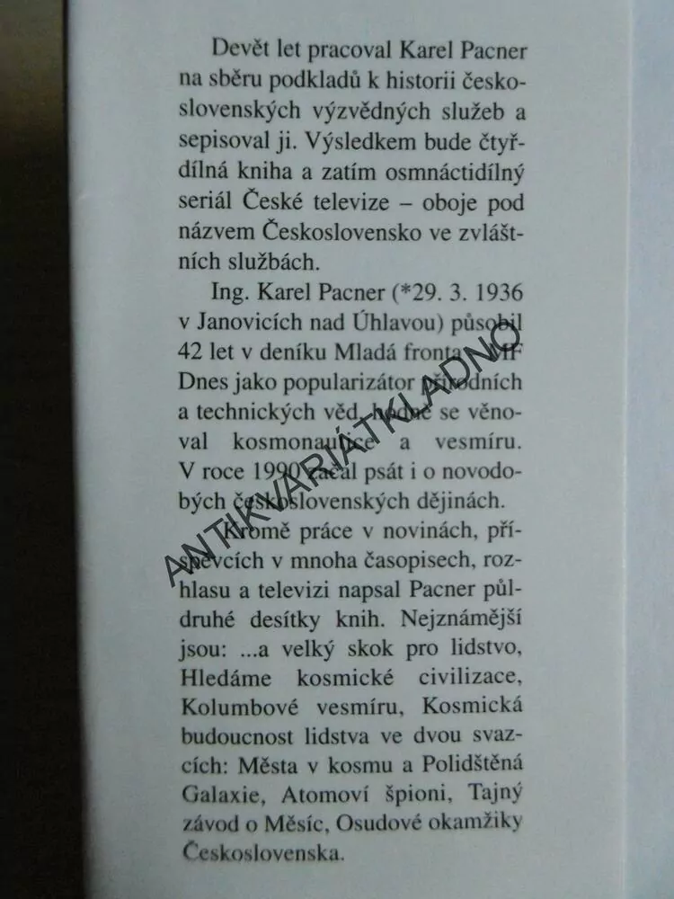 ČESKOSLOVENSKO VE ZVLÁŠTNÍCH SLUŽBÁCH, DÍL III., 1945 - 1961, KAREL PACNER, **an