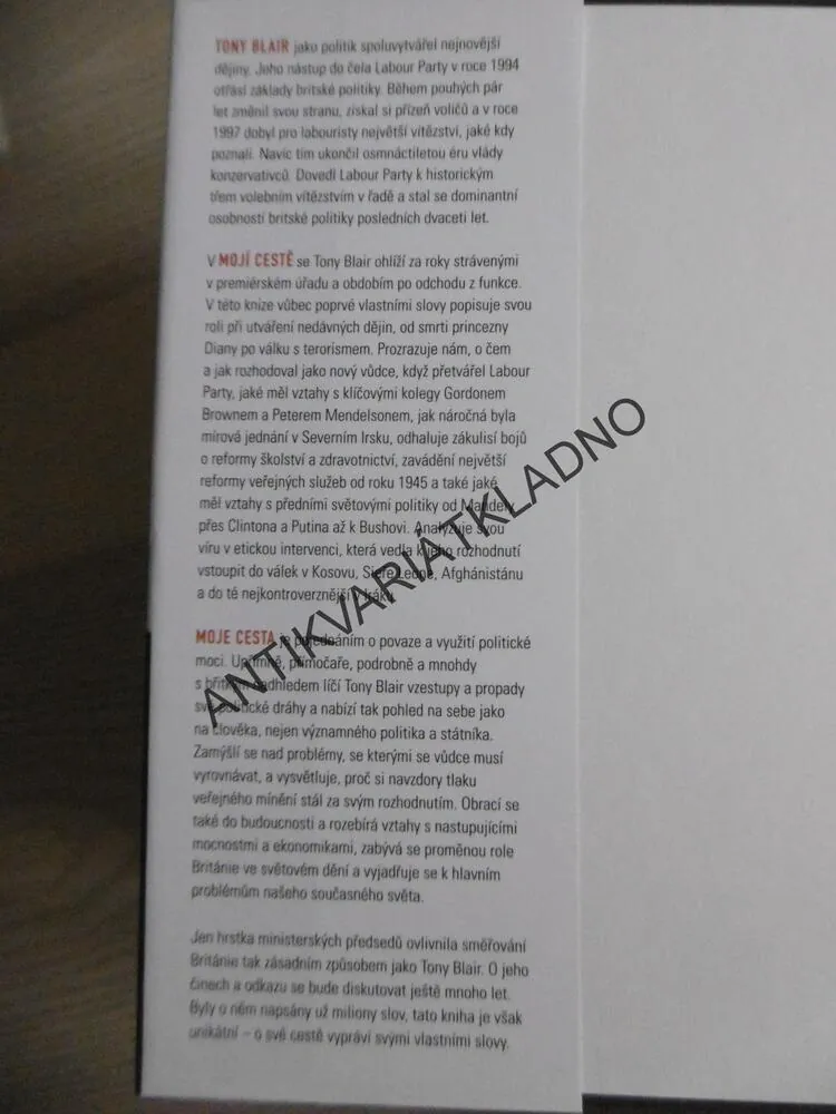 MOJE CESTA, TONY BLAIR, **an