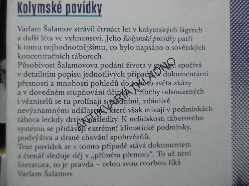 ŠALAMOV, KOLYMSKÉ POVÍDKY, **an