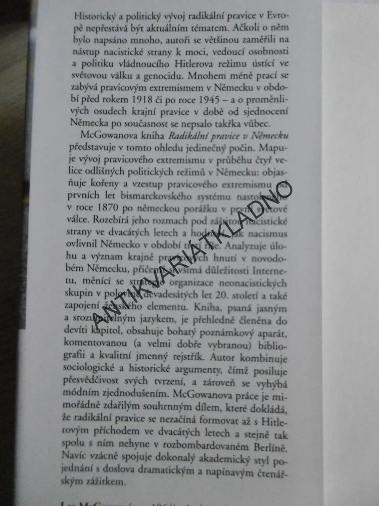 RADIKÁLNÍ PRAVICE V NĚMECKU, LEE MCGOWAN, **an