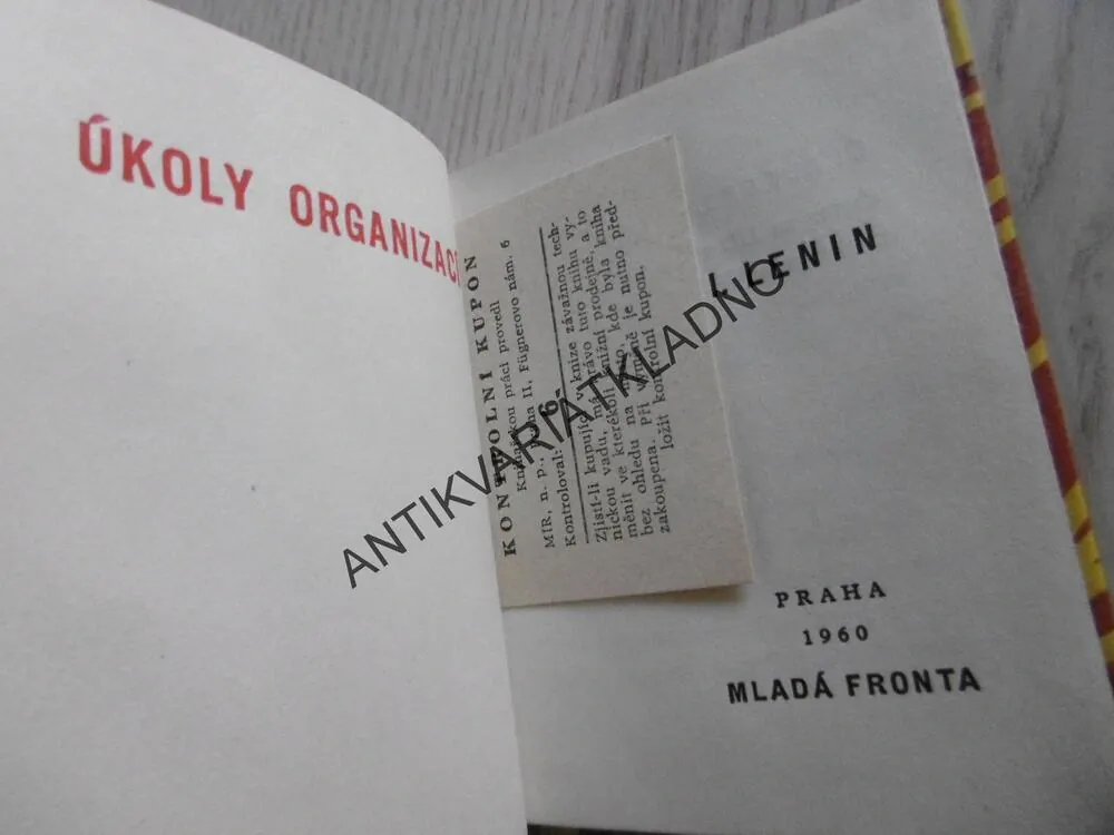 ÚKOLY ORGANIZACÍ MLÁDEŽE, V.I.LENIN, KG BOJUJEME A BUDEME BOJOVAT, KLEMENT GOTWALD, 1961, MINIKNIHA