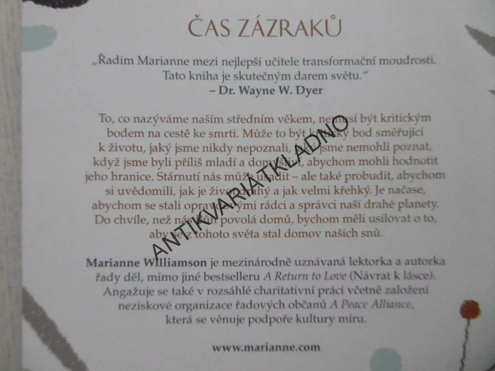 ČAS ZÁZRAKŮ, NOVÝ SDTŘEDNÍ VĚK, MARIANNE WILLIAMSON, **an