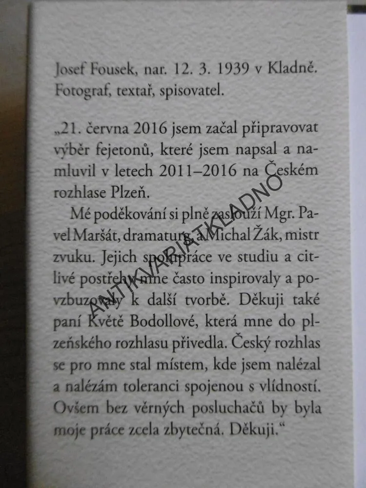 ZKRÁTKA BEZ POZLÁTKA, JOSEF FOUSEK, **an