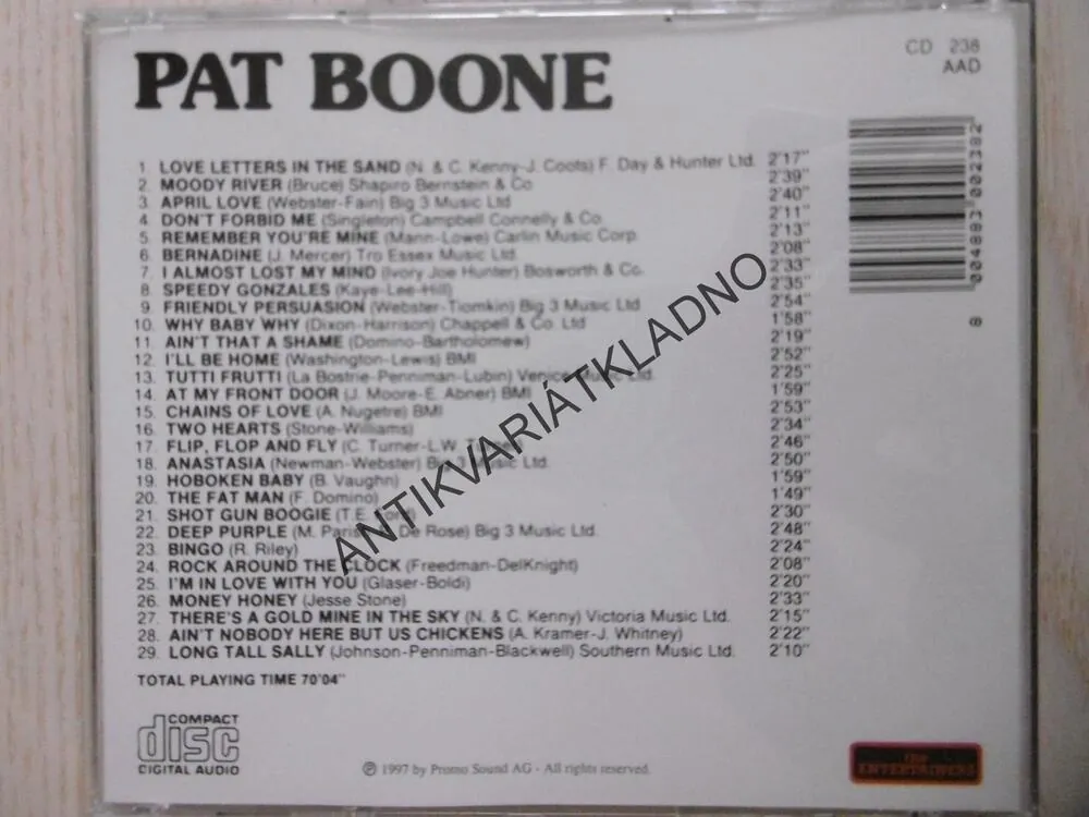 PAT BOONE, LOVE LETTERS IN THE SAND, CD HUDBA