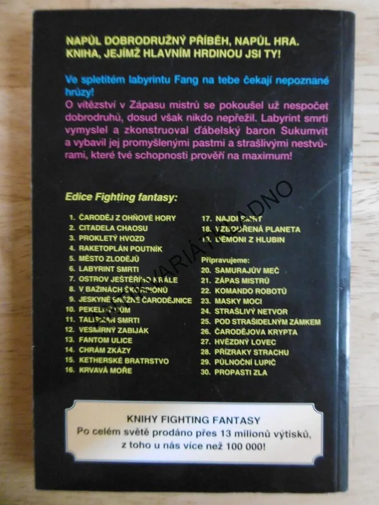 LABYRINT SMRTI, JACKSON, LIVINGSTONE, FIGHTING FANTASY