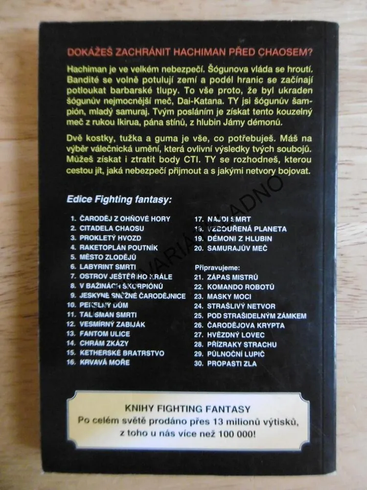 SAMURAJŮV MEČ, JACKSON, LIVINGSTONE, FIGHTING FANTASY