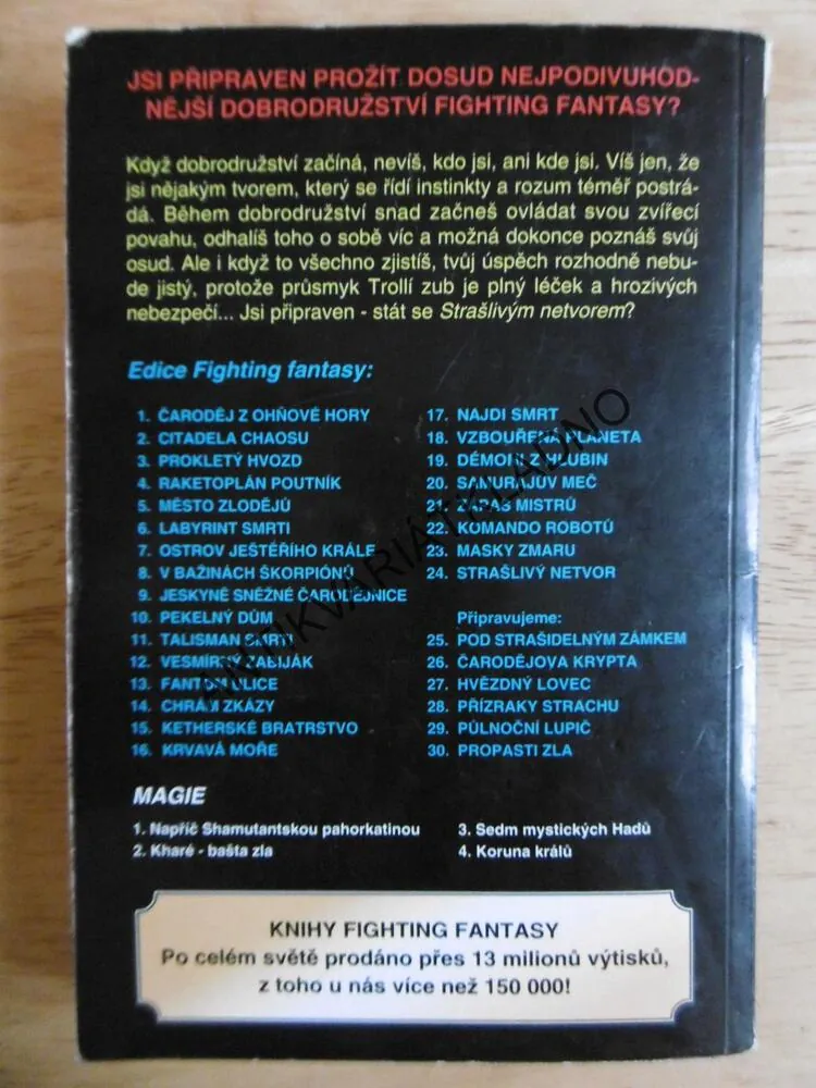 STRAŠLIVÝ NETVOR, JACKSON, LIVINGSTONE, FIGHTING FANTASY