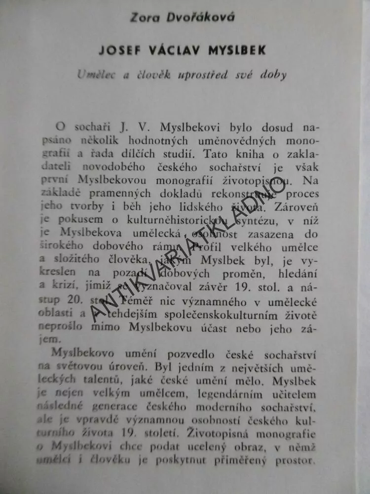 JOSEF VÁCLAV MYSLBEK, ZORA DVOŘÁKOVÁ, **an