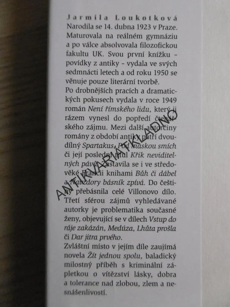 ŽÍT JEDNOU SPOLU, JARMILA LOUKOTKOVÁ, **an
