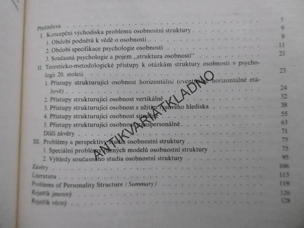 PROBLÉMY STRUKTURY OSOBNOSTI, OLGA KOLAŘÍKOVÁ, **an